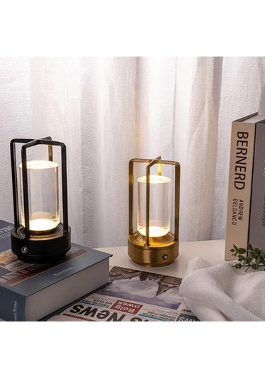 Lumison Kristal Fener Masa Lambası, Lumison Kristal Lamba, Taşınabilir Metal Masa Lambası, 3 Renkli Şarj Edilebilir Kablosuz Led Lamba, %100 Yeni Siyah Diğer