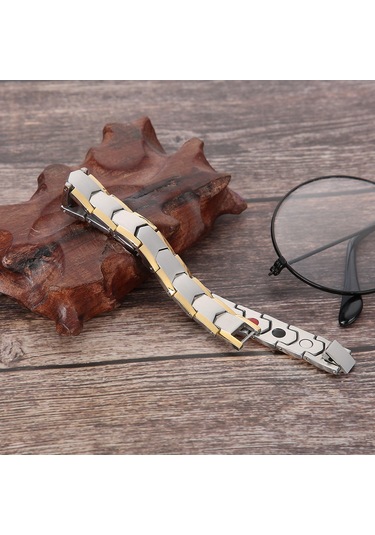 Tenfowee Erkekler İçin Titanyum Çelik Sağlık Bilezik, Manyetik Tasarım, Eklem Ağrısı Azaltıcı, Kan Dolaşımını Geliştirici, Uzunluğu Ayarlanabilir Gümüş Diğer