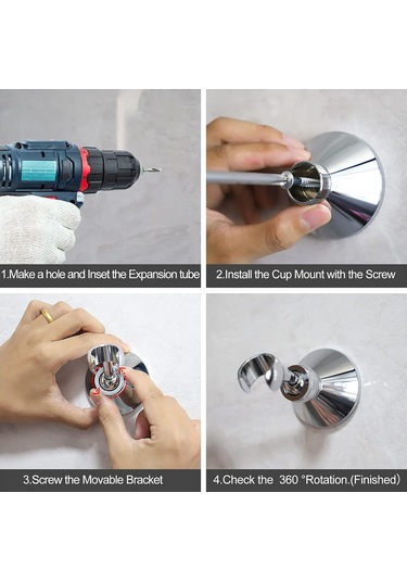 Standart Duş Hortumu İçin Krom Kaplı Ayarlanabilir Duş Başlığı Tutucusu Diğer