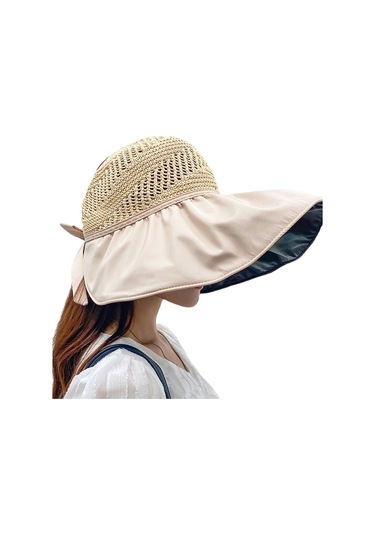 Kadınlar İçin Şık Plaj Şapkası, Güneşten Koruyucu Geniş Kenarlı Balıkçı Şapkası, Yazlık Bisiklet Ve Deniz Kenarı Kullanımı İçin Uv Koruma Sağlayan Moda Şapka Bej