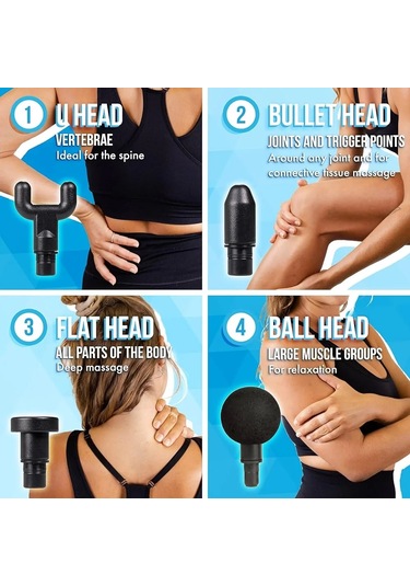 Kablosuz Adaptörlü Masaj Tabancası Şarjlı Masaj Tabancası Kh - 320 4741 Açık Mavi