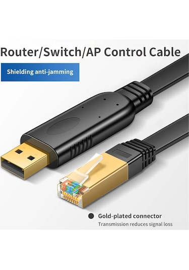 Usb - Rj45 Konsol Kablosu Rs232 Seri Adaptör Rj 45 8p8c Usb Konsol Kablosu Bilgisayar Anahtarı Yönlendirici Sunucu Dönüştürücüsü 1.8m, Pl2303