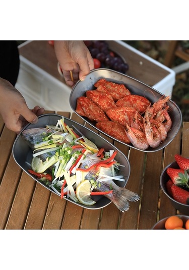 Tongxida Titanium Safari Yemek Tabağı - Ultra Hafif, Sağlıklı, Çakılabilir - Manav, Salata, Balık Servisi İçin Kamp Ve Piknik Çok Renkli