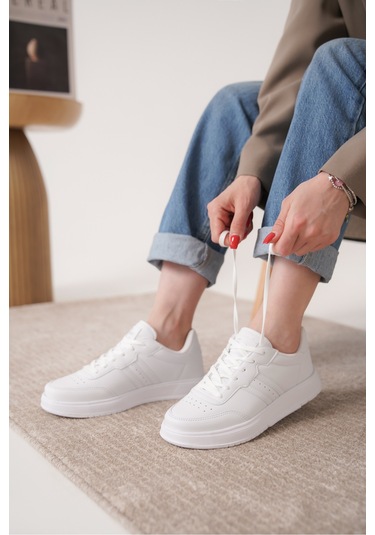 Daxors D163 Günlük Ortopedik Kadın Sneaker Spor Ayakkabı Beyaz