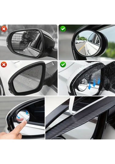 Mercansa Buffer 2 Adet Kendinden Aynalı Karbon Fiber Görünümlü Araba Yan Ayna Yağmur Koruyucuları Yağmur & Kar Kalkanı Visörler
