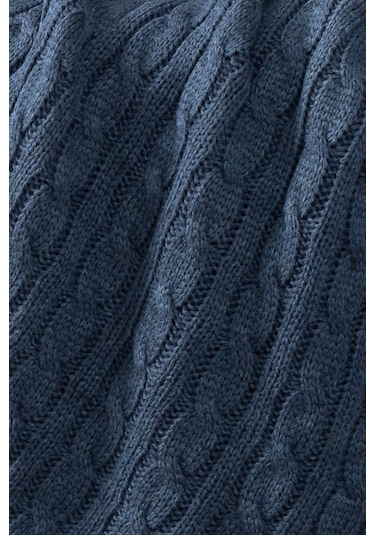 Ponponlu Triko Örme Tv Battaniyesi Koltuk & Omuz Şalı & Diz Battaniyesi 130x170 Cm - İndigo Indigo