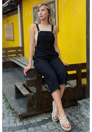 Armonika Kadın Siyah Bahçivan Tulum Arm-20k001117