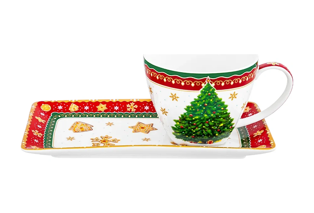 Elan Gallery 250 Ml Tatlı İçin "yılbaşı Ağacı" Fincan Ve Tabak Sete 264694160 Beyaz