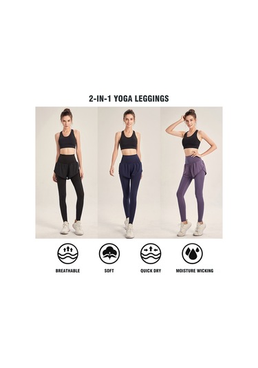 Springsun Kadınlar İçin 2'li Spor Tayt - Esnek Bel, Cep Ve Nefes Alabilir Kumaş 110 Karakter SiYAH Siyah