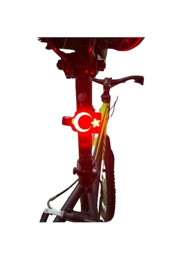 Epic Usb Turkish Flag Led Işıklı Bisiklet Arka Stop Türk Bayrağı Siyah