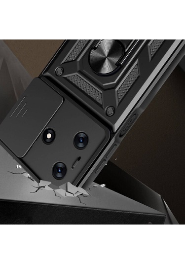 Tecno Spark 10 4g Kılıf Manyetik Standlı Kamera Korumalı Yüzüklü Zırh Tank Kılıf Koruyucu Kapak