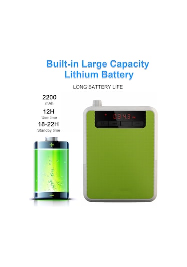 Geeksen Mobil Ses Güçlendirici, Şarj Edilebilir, Kablolu Mikrofon Ve Bel Kemerli, Mp3 Çalar, Fm Radyo, Öğretim, Konferans, Tur Rehberi İçin Mor