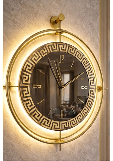 Versay Bronz Exclusive - Gerçek Ayna - Pilli Led Metal Duvar Saati