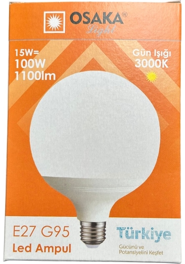 Osaka 15w 100w 3000k Günışığı E27 Duylu G95 Led Glop Ampul