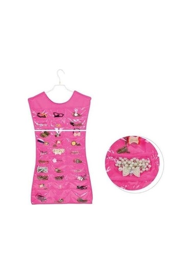 Buffer Elbise Şeklinde Takı Organizeri - Pembe Çok Renkli