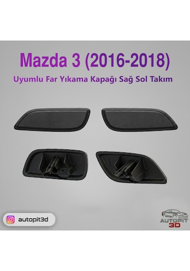 Mazda 3 Uyumlu Far Yıkama Kapağı Sağ + Sol Takım