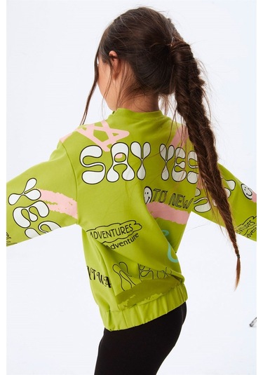 Nk Kids Nm33531 Kız Çocuk Emoji Sweat-yeşil Yeşil