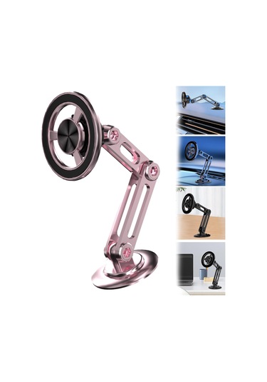 Samdoo 2024 Yeni Araç İçi Manyetik Telefon Tutucu - 360 Dönebilir, Güçlü Yapışkan, Gül Altın Renk Diğer