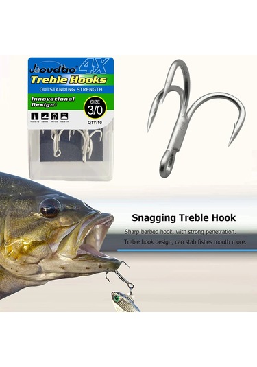 4x Balıkçılık Tiz Kanca 10 Adet Üçlü Balıkçılık Kancalar Büyük Oyun Alabalık 10pcs Size 8 10pcs Size 8