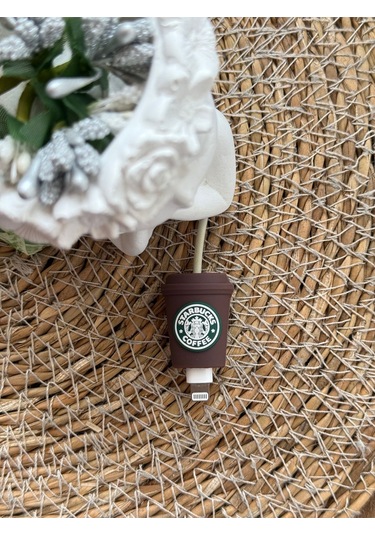 Sevimli Karikatür Coffee, Silikon Kablo Ucu Koruyucu Belirtilmemiş Kablo Koruyucu Kahverengi Tr