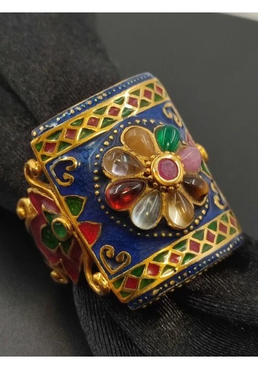 925 Ayar Gümüş Mine İşlem Yüzük 251 Altın