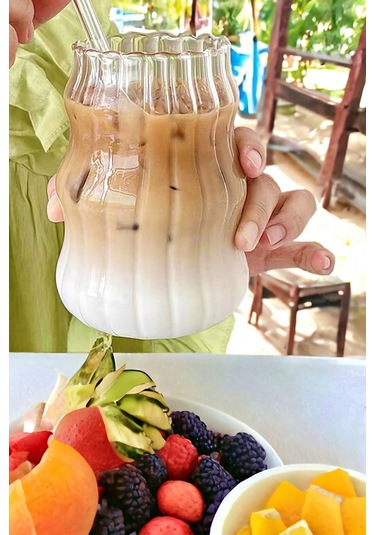 Sukabağı Şekli Latte Bardağı 1 Adet - Borosilikat Cam Bardak