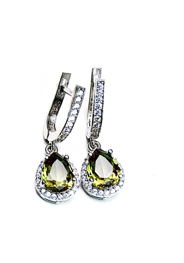 Zultanit Taşlı Gümüş Oval Mekik Damla Kadın Kolye Küpe Seti