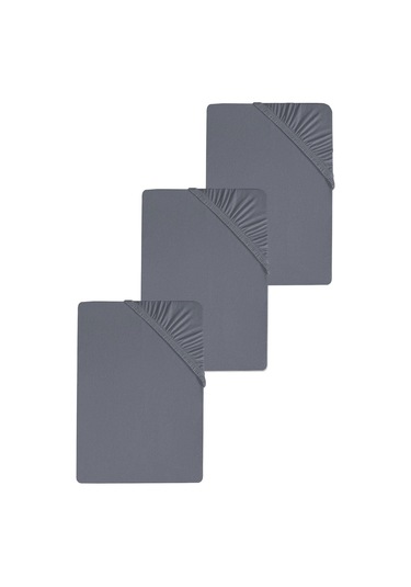 3 Adet Düz Pamuklu Tek Kişilik 80 X 200 + 30 Cm Lastikli Penye Çarşaf Antrasit