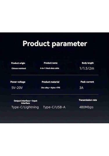 Symbee Metal Nilon Örgü 4'lü Şarj Kablosu 65w+27w Çok Fonksiyonlu Ios/type-c Uyumlu Arabada Ve Evde Hızlı Şarj 1.5m Kutulu