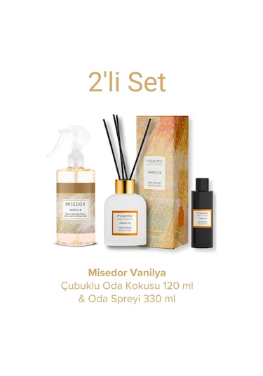 Misedor Vanilya Çubuklu Oda Kokusu 120 ML + Oda Spreyi 330 ML