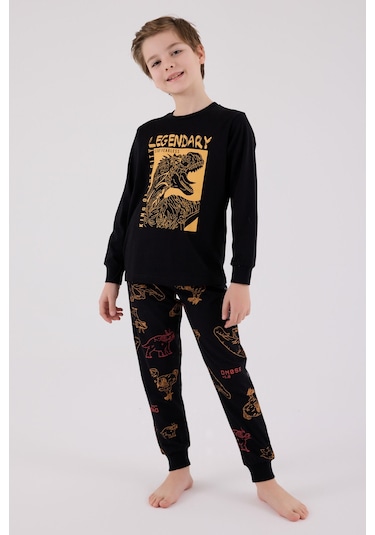 Rolypoly Erkek Çocuk Siyah Pijama Takımı Rp3671-c-v1