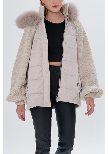 Valmenti Kadın Kürk Bej Mont 616 5194 Bn Kurk Sk24/25 Bej Bej