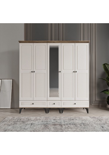 Beenal Nisa 5 Kapaklı Gardırop Dolap 200cm Atlantik Çam - Aytaşı