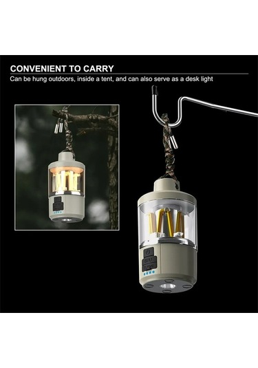 Pazly Usb Şarjlı 180lm Cob Kamp Lambası, Beyaz Ve Sıcak Işık Beyaz