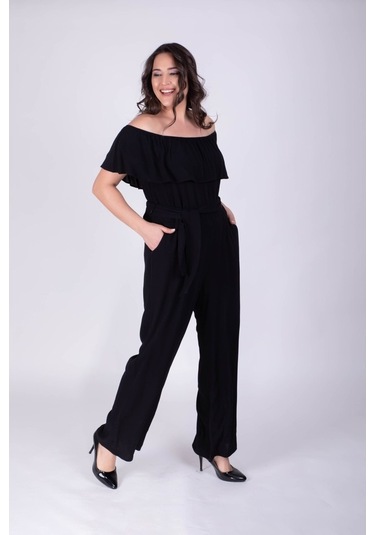 Myline Kadın Düşük Omuzlu Tulum 34397 Siyah