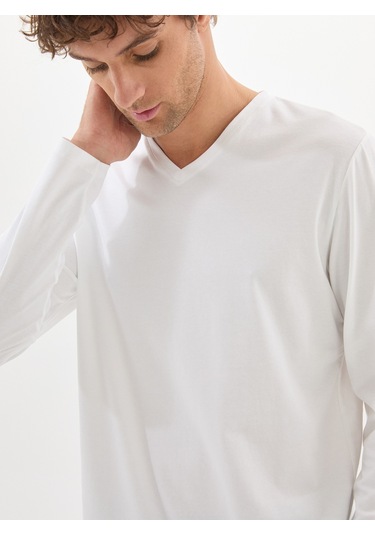 Erkek T-shirt 40816 - Beyaz Beyaz