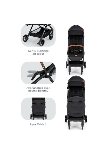 Kanz Instreet Autofold Travel Sistem Bebek Arabası Siyah Antrasit - Siyah