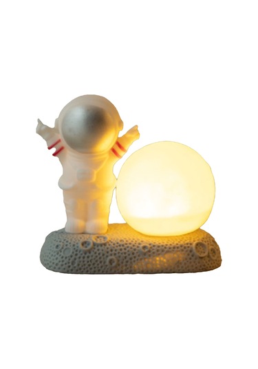 Uzay Adamı Ay Gece Lambası Dekoratif Sevimli Görünümlü Sıcak Işık Gece Başucu Lambası Yatak Odası Ön Altın Diğer