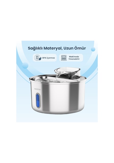 Haustier Wf009l-w Metal Tasarım Pencereli Otomatik Kedi Su Pınarı