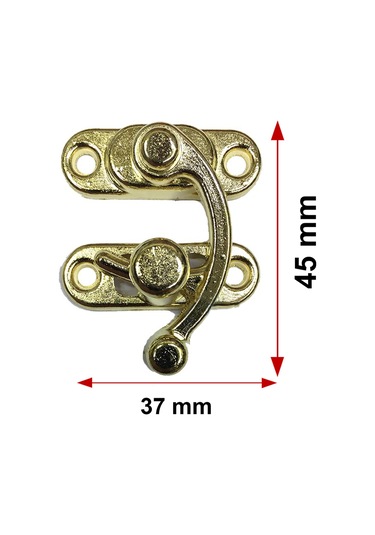 2 Adet Büyük Boy Yay Gözü Kancalı Kilit Sarı Kutu Sandık ve Kapak Klipsi 37x45 mm
