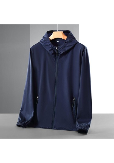 Yaz Güneş Koruma Giyim Erkek Kadın Ultra Ince Artı Boyutu Güneş Koruyucu Ceket Çiftin Çabuk Kuruyan Ceket Lacivert
