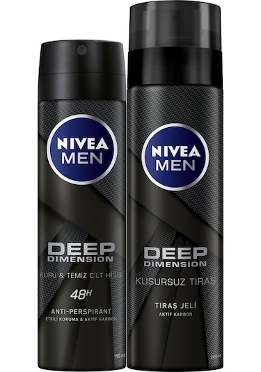 Nivea Men Deep Dimension Kusursuz Tıraş Jeli 200 ML +  Deep Dimension Deosprey 150 ML