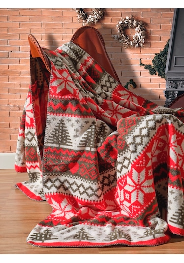 Vicuna Home Glow Pamuklu Yılbaşı Battaniyesi Çok Renkli 200 x 220