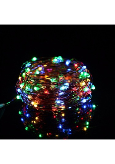 Pilli Renkli Peri Led Işık Dekoratif Aydınlatma 5 Metre Rgb Led Kahverengi