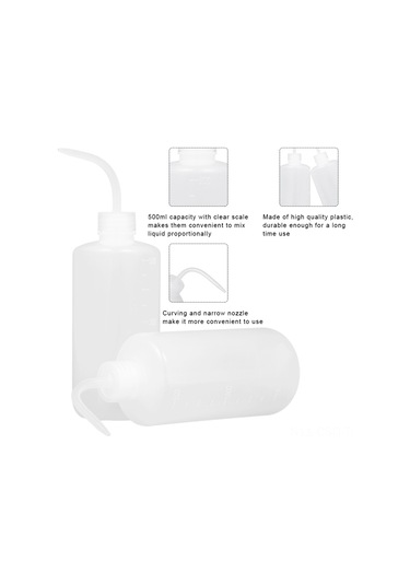 Samdoo 2 Adet 500ml Plastik Yıkama Sulukları - Tattoo Temizliği, Bitki Sulama, Laboratuvar Gereçleri İçin Eğik Burunlu, Ölçümlü, Dayanıklı