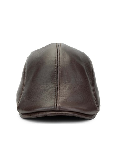 Tamer Tanca Erkek Hakiki Deri Kahverengi London Şapka 524 1129 Spk Y25 Kahve Koyu Kahve