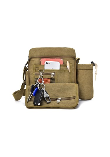 Moda Günlük Kanvas Çok Bölmeli Omuz Çantası D6663-s Haki