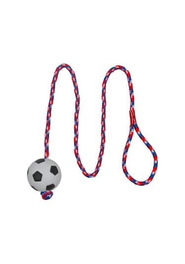 Trixie 3307 İpli Kauçuk Futbol Topu Köpek Oyuncağı 6 x 100 CM