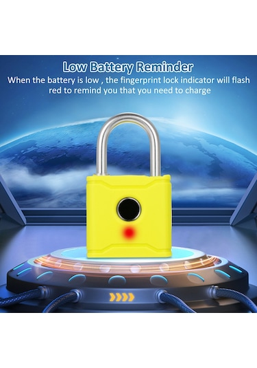 Hallow T1004d Akıllı Bt Parmak İzi Asma Kilit Şarj Edilebilir Sarı