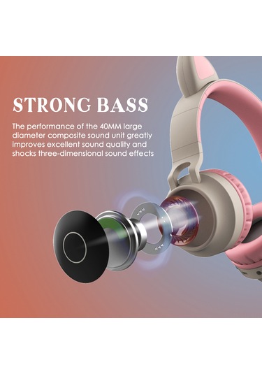 Singree "kablosuz Kulaklık: 7 Renkli Işık Efektli Kedi Kulaklı Bluetooth 5.3, Tf Kart Ve Fm Modu İle Müzik Keyfi"